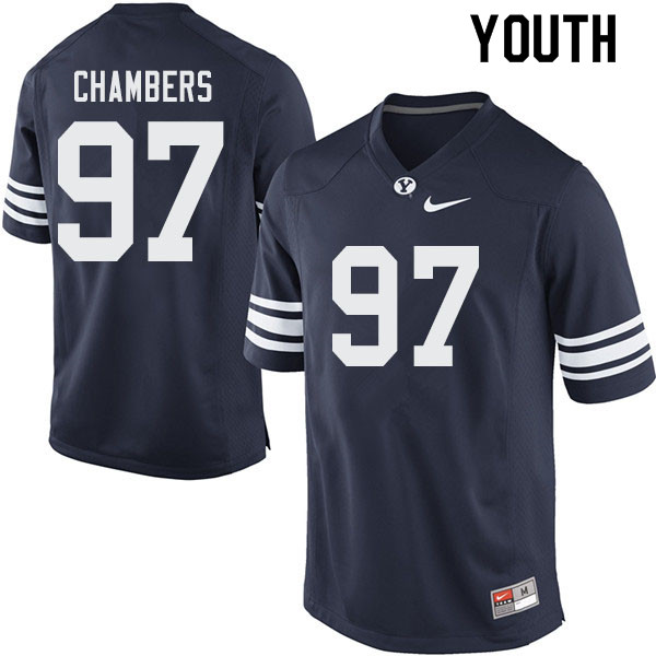 Youth #97 Austin Chambers BYU Cougars College Football Jerseys Sale-Navy